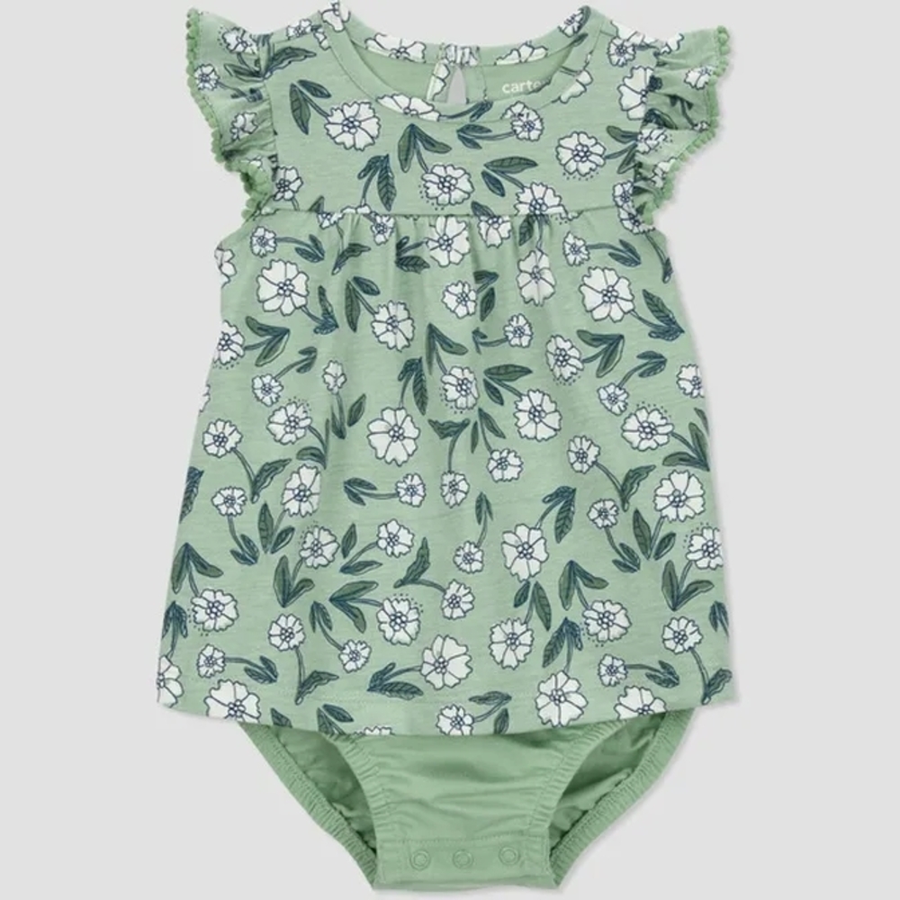 Carter's - Green Floral Baby Girls' Dress